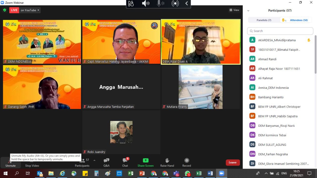 Capt Marcellus Hakeng menjadi pembicara dalam Webinar Kedaulatan Energi