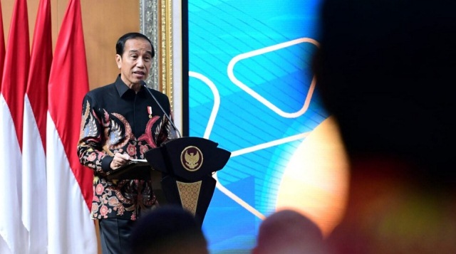 Presiden Joko Widodo membuka Rapat Koordinasi Nasional Rakornas Pengawasan Intern Pemerintah Tahun 2023 di Gedung Badan Pengawasan Keuangan dan Pembangunan BPKP